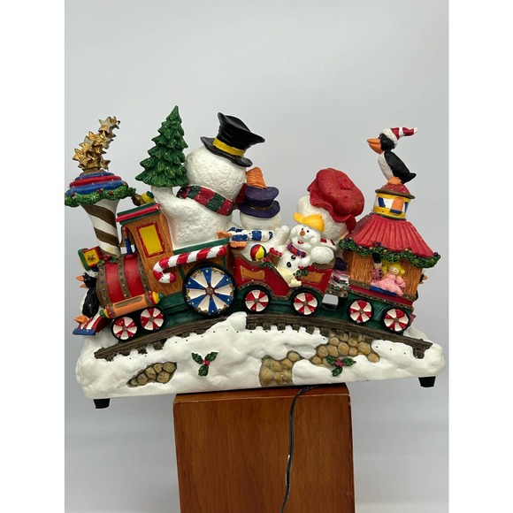 None Holiday Fiber Optic Snowman Train Resin Lights Up With